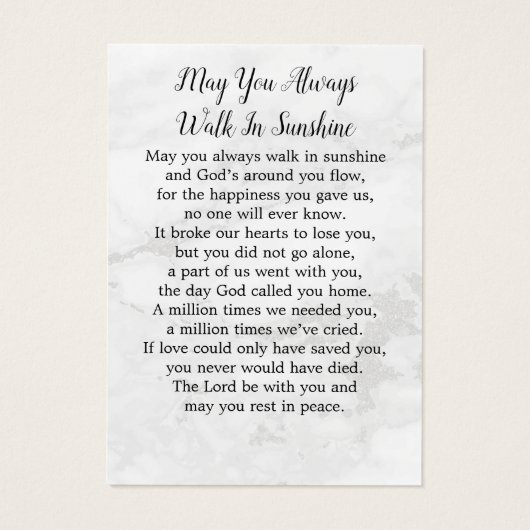 Modern Marble 3 Photo Memorial Funeral Prayer Card (裏面)