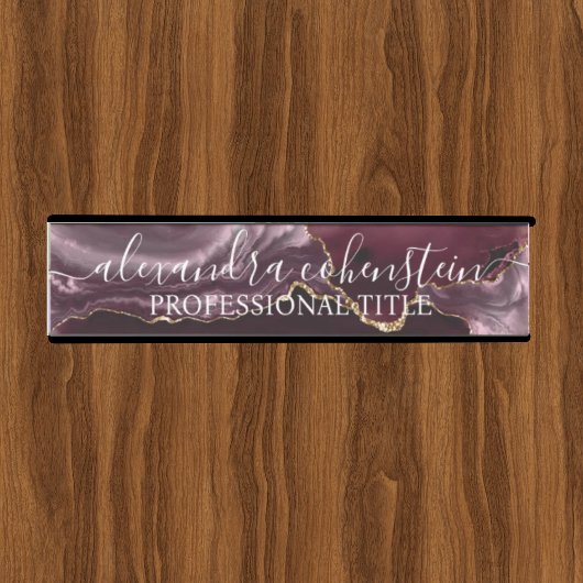 Modern Marble Agate Burgundy Office Door Sign サインプレート