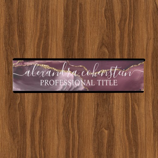 Modern Marble Agate Burgundy Office Door Sign サインプレート