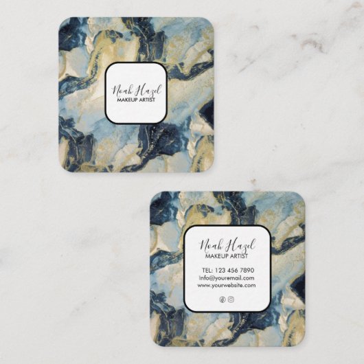 Modern marble elegant makeup artist スクエア名刺 (正面/裏面)