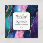 Modern marble elegant makeup artist スクエア名刺 (裏面)