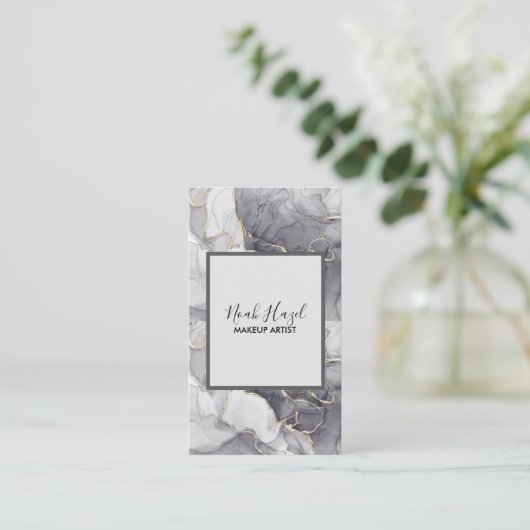 Modern marble elegant makeup artist 名刺 (スタンド正面)