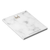 Modern Marble Gold Girly Script Monogram ノートパッド (アングル)