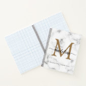 Modern Marble Gold Girly Script Monogram ノートブック (内部)