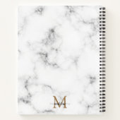 Modern Marble Gold Girly Script Monogram ノートブック (裏面)
