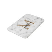 Modern Marble Gold Girly Script Monogram バスマット (アングル)