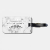 Modern Marble Gold Girly Script Monogram ラゲッジタグ (裏面横)