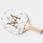 Modern Marble Gold Girly Script Monogram 卓球ラケット (横)