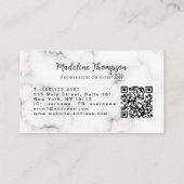 Modern Marble Gold Girly Script Monogram QR Code 名刺 (裏面)