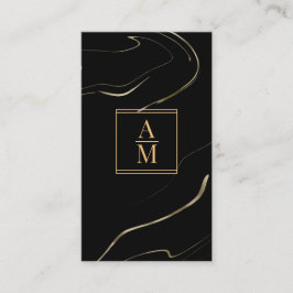 Modern Marble Monogram Business Card 名刺