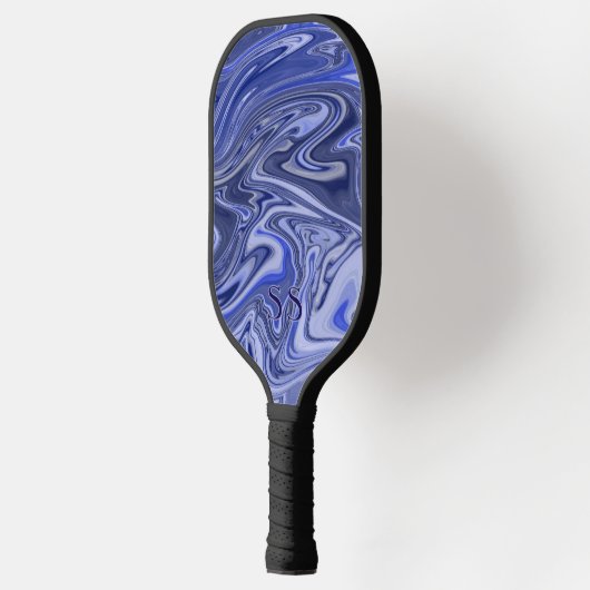 Modern Marble Monogram Pickleball Paddle ピックルボールラケット (左)