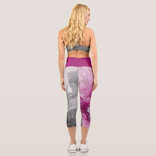 Modern Marble Pink and Grey Abstract  カプリレギンス (裏面)
