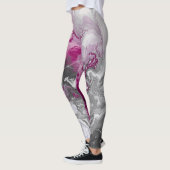 Modern Marble Pink and Grey Abstract Leggings レギンス (左)