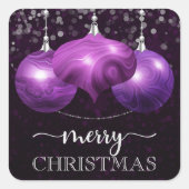 Modern Marble Purple Christmas Ornament スクエアシール (正面)