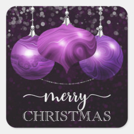 Modern Marble Purple Christmas Ornament スクエアシール