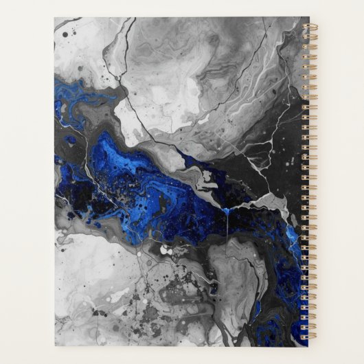 Modern Marble Stone Blue Black Grey Design プランナー手帳 (裏面)