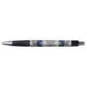 Modern Marble Stone Blue Black Grey Pen ボールペン (正面)