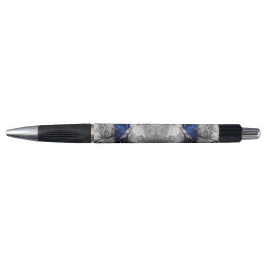 Modern Marble Stone Blue Black Grey Pen ボールペン (正面)