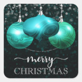 Modern Marble Turquoise Christmas Ornament スクエアシール (正面)