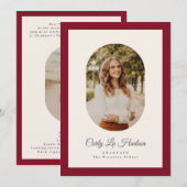 Modern Maroon Oval High School Photo Graduate 案内状 (正面/裏面)