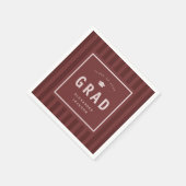 Modern Maroon Red Sporty Stripes Graduation Party スタンダードカクテルナプキン (角)