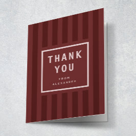 Modern Maroon Stripes Graduation Thank You サンキューカード