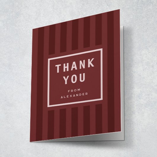 Modern Maroon Stripes Graduation Thank You サンキューカード