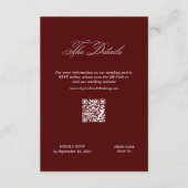 Modern Maroon Wedding Details Qr Code エンクロージャーカード (正面)