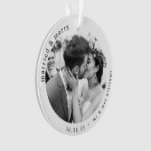 Modern Married & Merry Photo Names Christmas オーナメント (正面)
