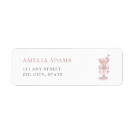 Modern Martini Girl Baby Shower Return Address ラベル