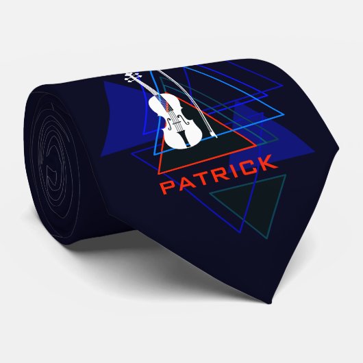 Modern & Masculine Navy Blue Music Violin Designer ネクタイ (ロール)