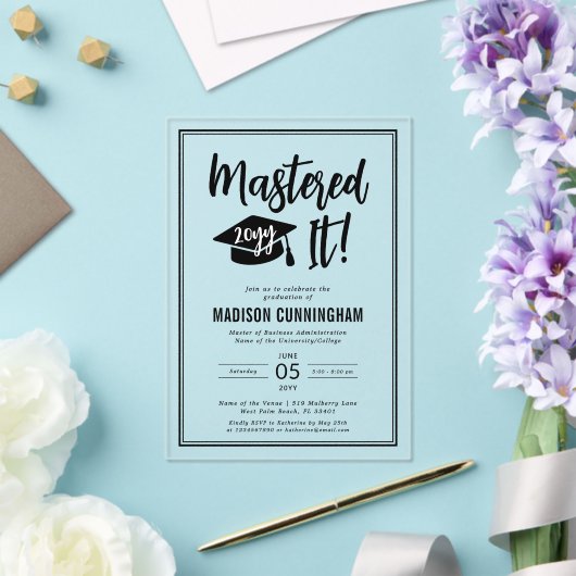 Modern Mastered It Master's Degree Graduation  アクリル招待状 (インサイチュ (ウェディング))