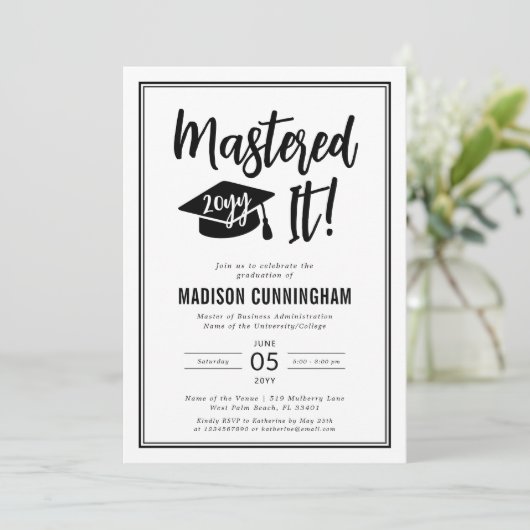 Modern Mastered It Master's Degree Graduation  招待状 (スタンド正面)