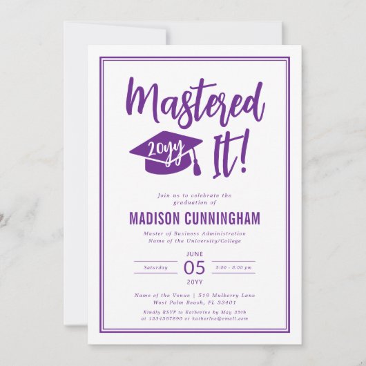 Modern Mastered It Master's Degree Graduation  招待状 (正面)