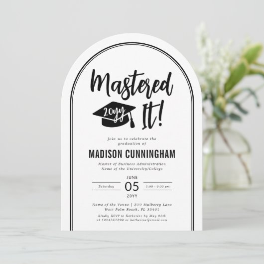 Modern Mastered It Master's Degree Graduation 招待状 (スタンド正面)