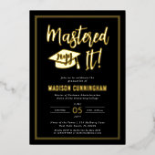 Modern Mastered It Master's Degree Graduation  箔招待状 (正面)