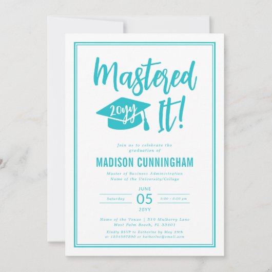 Modern Mastered It Master's Degree Graduation  Inv 招待状 (正面)