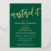 Modern Master's Degree Graduation Mastered it 箔招待状 (正面)