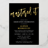 Modern Master's Degree Graduation Mastered it 箔招待状 (正面)