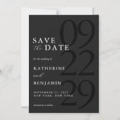 Modern Matte Black Minimal Wedding Save the Date マグネット招待状 (正面)