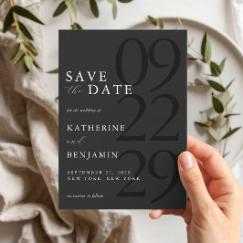 Modern Matte Black Minimal Wedding Save the Date マグネット招待状