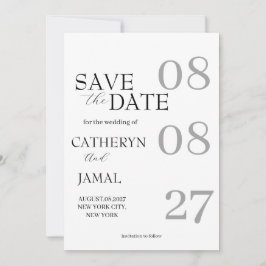 Modern Matte Black Minimalist Save The Date セーブザデート