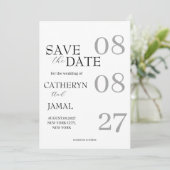 Modern Matte Black Minimalist Save The Date セーブザデート (スタンド正面)