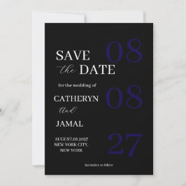 Modern Matte Black Minimalist Save The Date セーブザデート