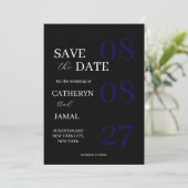 Modern Matte Black Minimalist Save The Date セーブザデート (スタンド正面)