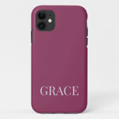 Modern Mauve Berry Personalized Name Custom Case-Mate iPhoneケース (裏面)