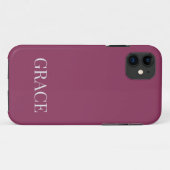 Modern Mauve Berry Personalized Name Custom Case-Mate iPhoneケース (裏面(横))