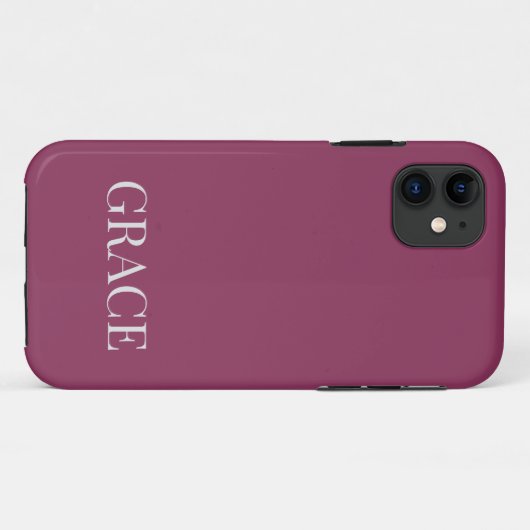Modern Mauve Berry Personalized Name Custom Case-Mate iPhoneケース (裏面(横))