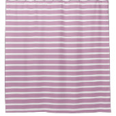 Modern Mauve & White Striped Shower Curtain シャワーカーテン (正面)