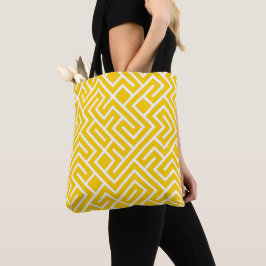 Modern Maze Fill Yellow Pattern トートバッグ